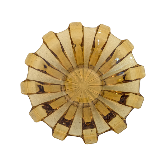 Retro Yellow Glass Sunburst Style Ashtray